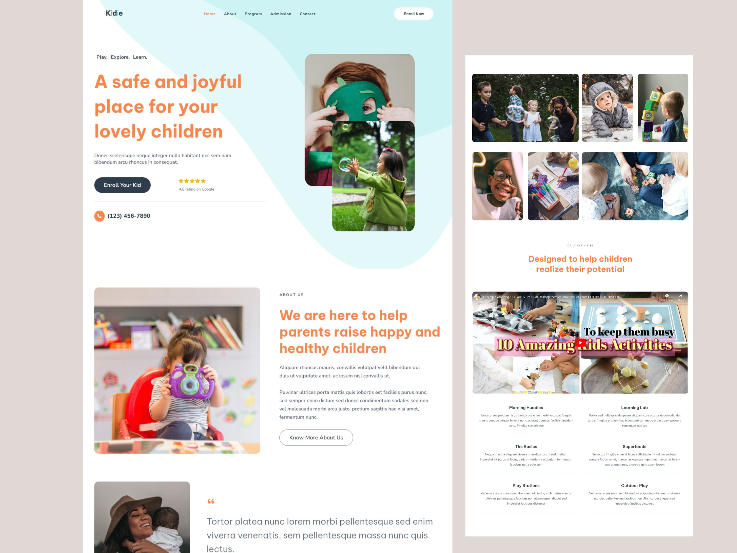 Kidie Child care website